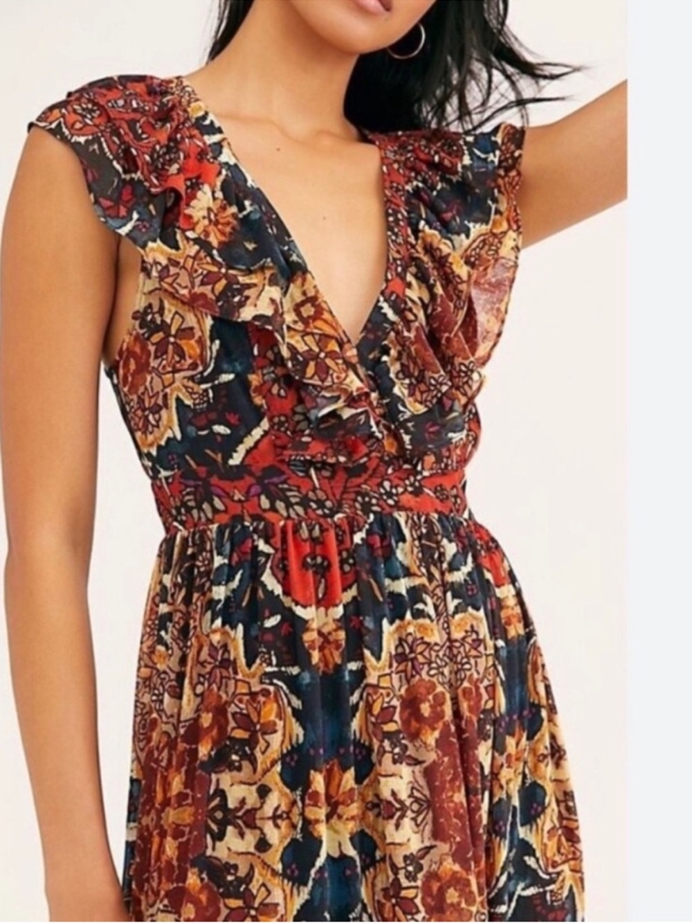 Free People ‘Wear it Out’ tiered ruffle maxi dress boho side zip 6 - Picture 3 of 15